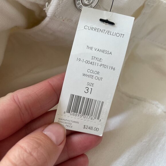 Current/Elliott The Vanessa Jean Size 31 Winter White Out Denim Flare Cotton New - Picture 12 of 13